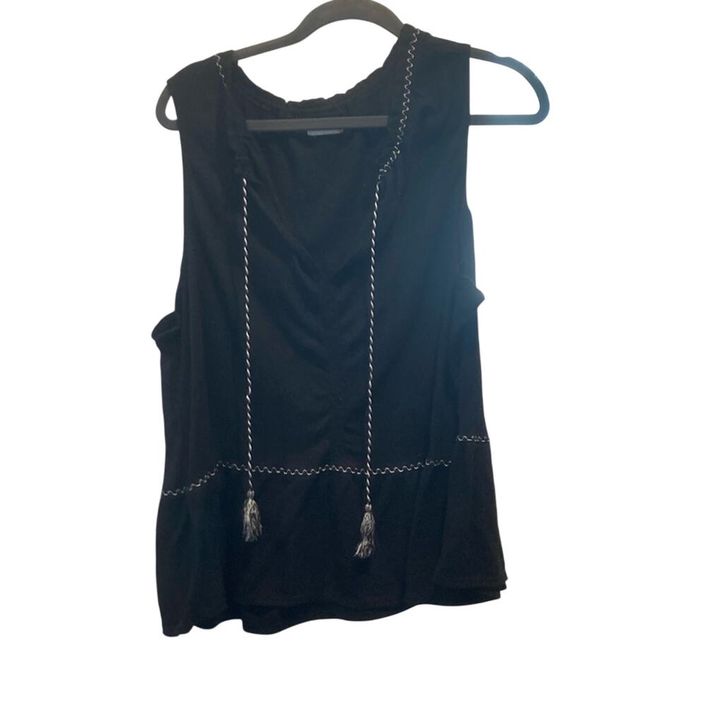 Max Studio Black Casual Peplum Sleeveless Top Tank Flowy Summer Loose Fit Sz 3x